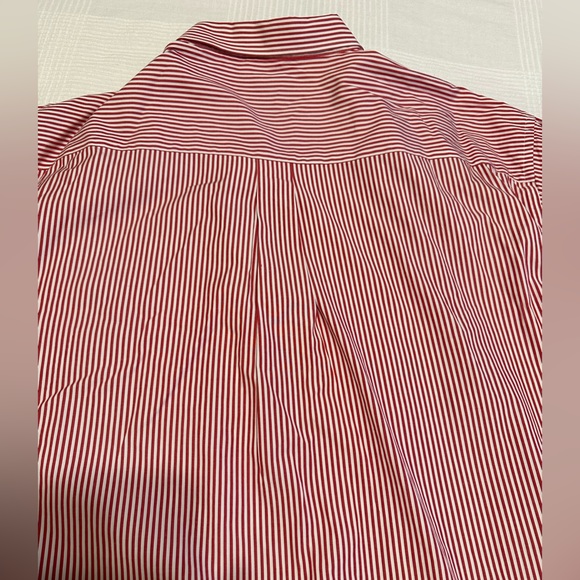 ⭐️ Cutter & Buck 3XT short sleeved button down red and white pinstripe shirt EUC - Picture 8 of 8